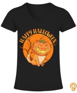 Pretty Happy Halloween Pumpkin Pomeranian Dog Animal Lover Puppy T-Shirt T Shirts Graphic
